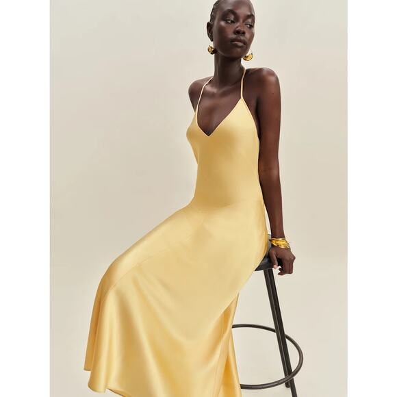 Reformation Nari Silk Dress Sunshine - Picture 4 of 11